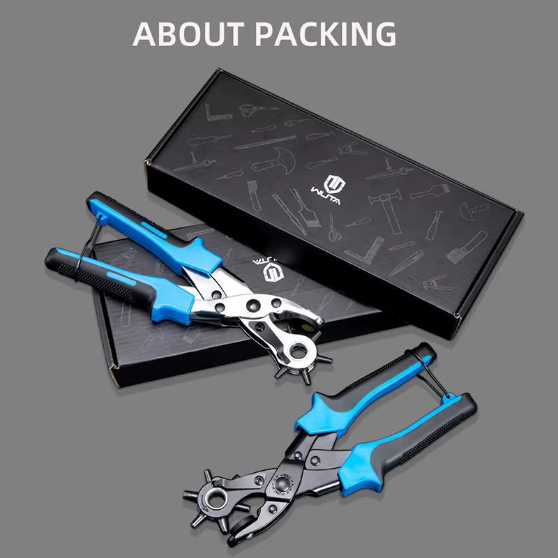 WUTA Kit de pinces de perçage de trous de ceinture en cuir tournant, perforateur d'oeillets, ensembl