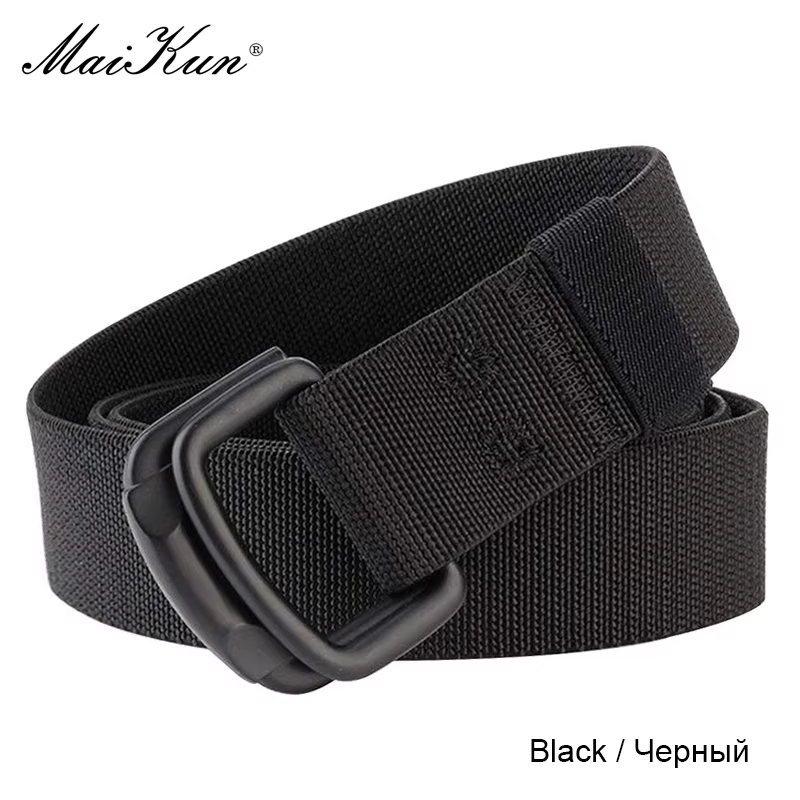 Maikun Double boucle en métal ceinture élastique en Nylon élastique hommes à la mode ceinture décont