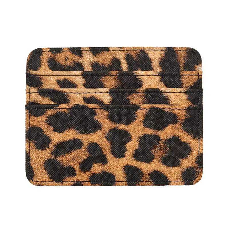 Mini porte-cartes en cuir PU à motif léopard pour hommes et femmes, porte-cartes bancaires, porte-ca