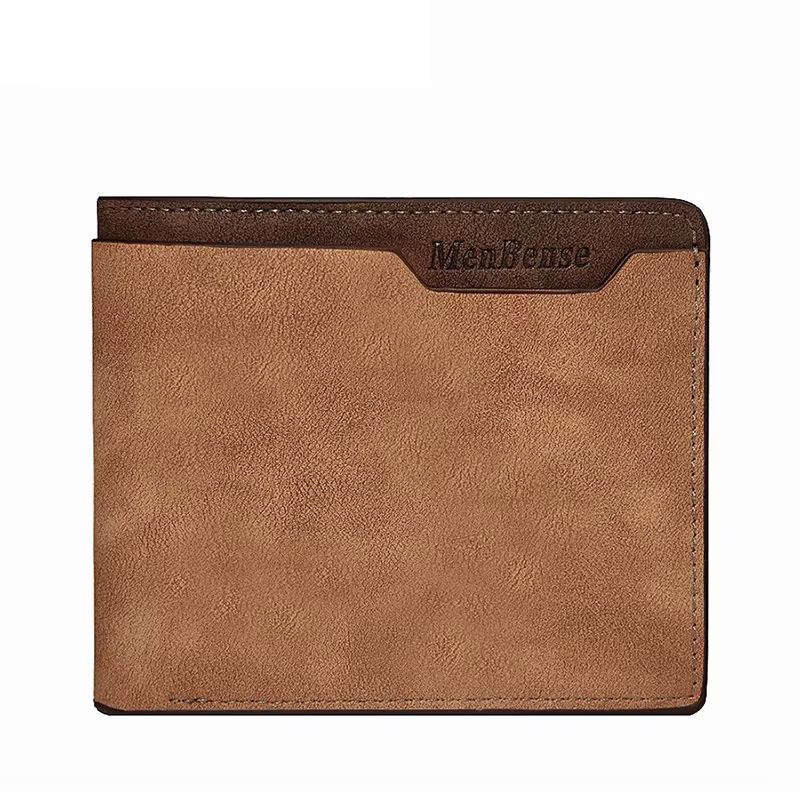 Portefeuille personnalisé Photo hommes marron court étanche multi-fonction mat cuir PU gravure photo