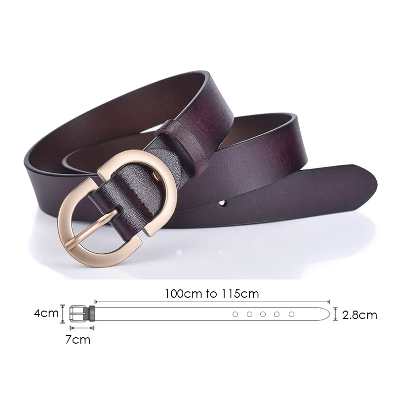 VATLTY Officiel Authentique Femme Ceinture en cuir Boucle en alliage d’or Peau de vache naturelle Da