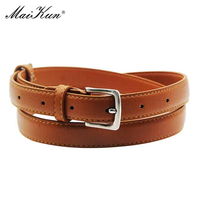 MaiKun – ceinture en cuir slim pour femmes, couleur unie, boucle ardillon, Simple, petite taille, co