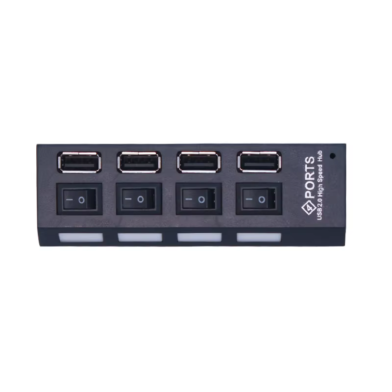 Multi USB Splitter airies avec interrupteur pour PC, adaptateur secteur, extenseur multiple 2.0 port