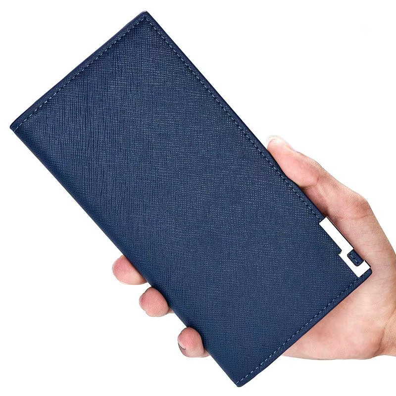Portefeuille long pour homme, ultra-fin, pliable, en toile, style rétro, grande capacité, pince à bi