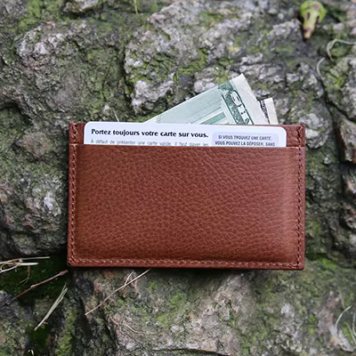 Porte-cartes en cuir pour hommes, portefeuille minimaliste, étui en cuir tanné végétal pour cartes,