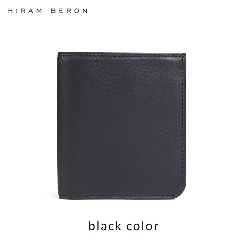 Hiram Beron-Portefeuille en cuir avec nom personnalisé gratuit pour homme, sac à main pour homme, po