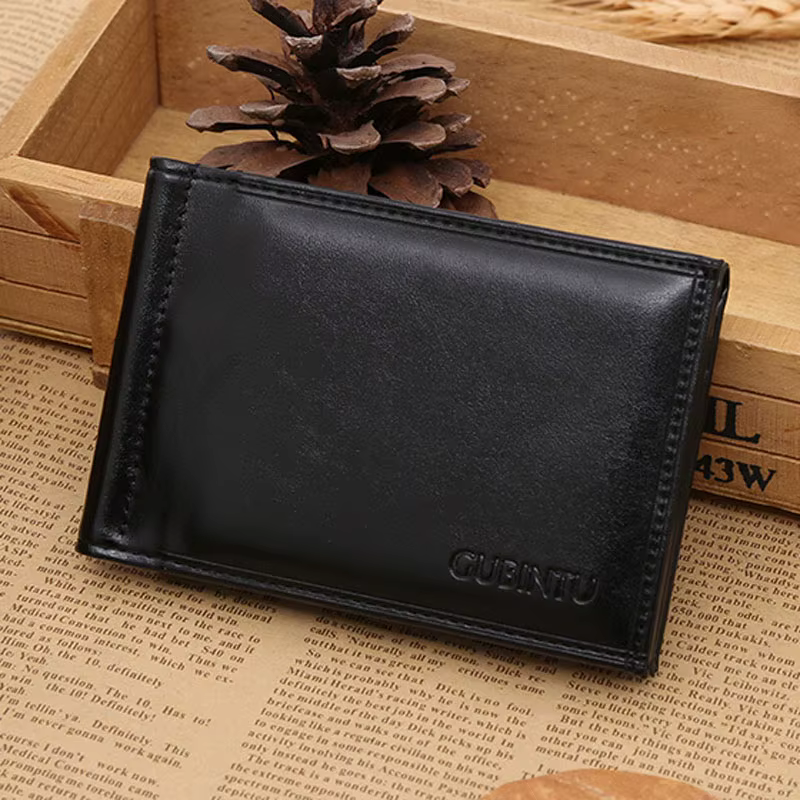 Porte-monnaie de luxe en cuir pour hommes d'affaires, avec pince en métal, aimant à loquet, fentes p