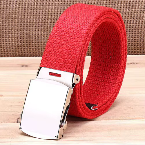Ceinture Tendance Homme en Toile Tressée avec Boucle Lisse en Alliage – Ceinture Décontractée Simple