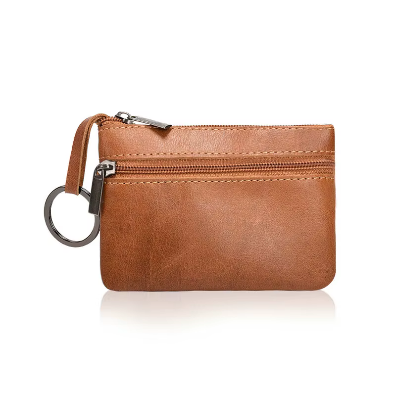 SENODERN-Porte-monnaie en cuir véritable pour homme et femme, mini porte-monnaie en poudre avec port