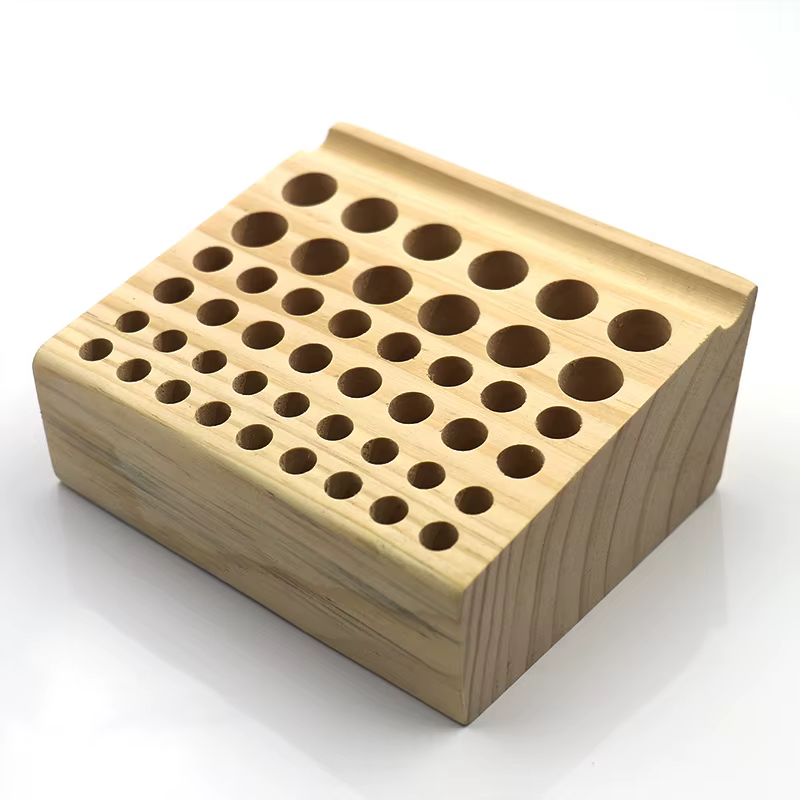 QJH Boîte de rangement pour outils de travail manuel, support en bois à 46/98 trous pour poinçons de