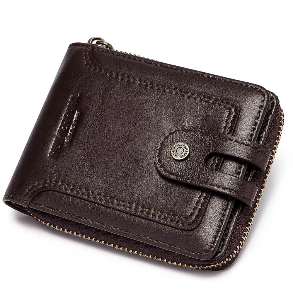 HUMERPAUL-Portefeuille en cuir véritable pour homme, sac à main avec blocage Rfid, pochette avec por