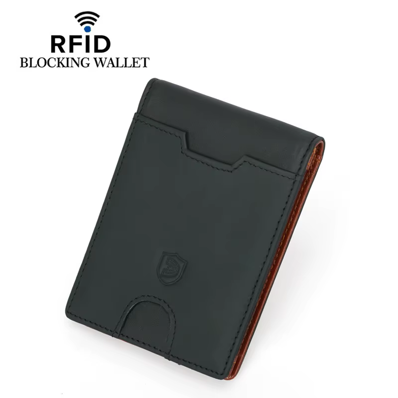 Porte-monnaie de crédit pour homme, véritable, avec poche, pince Portable, Clip en métal