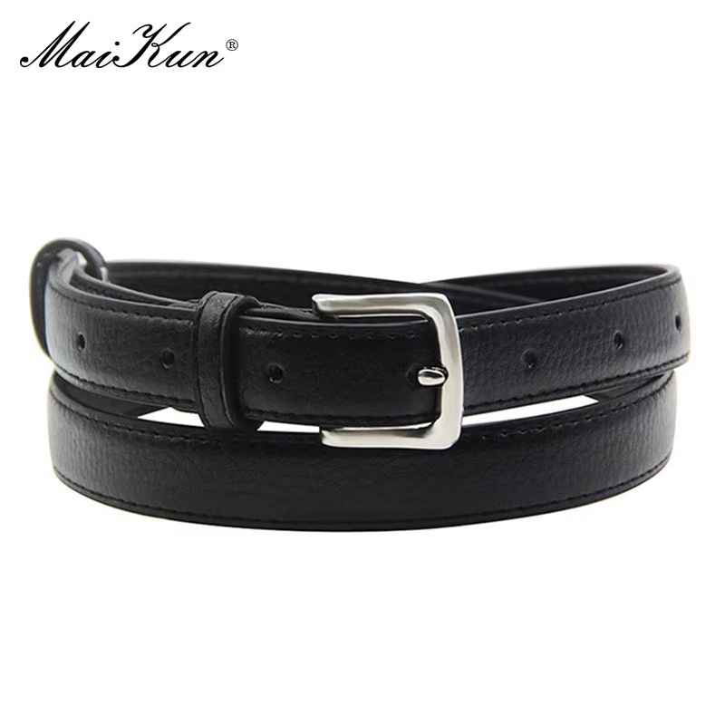 MaiKun – ceinture en cuir slim pour femmes, couleur unie, boucle ardillon, Simple, petite taille, co