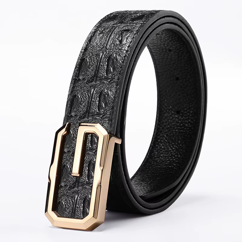 Ceinture g en cuir véritable pour homme, accessoire de luxe, de bonne qualité, classique, gris, déco