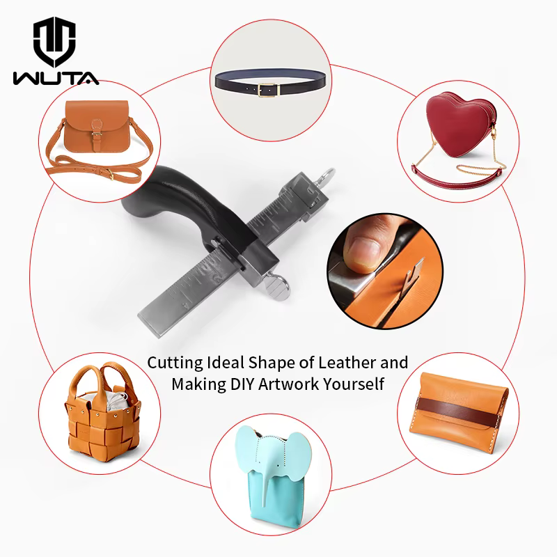 WUTA-Coupe-ceinture professionnel en cuir, outil de coupe à la main réglable avec 2 outils en cuir a