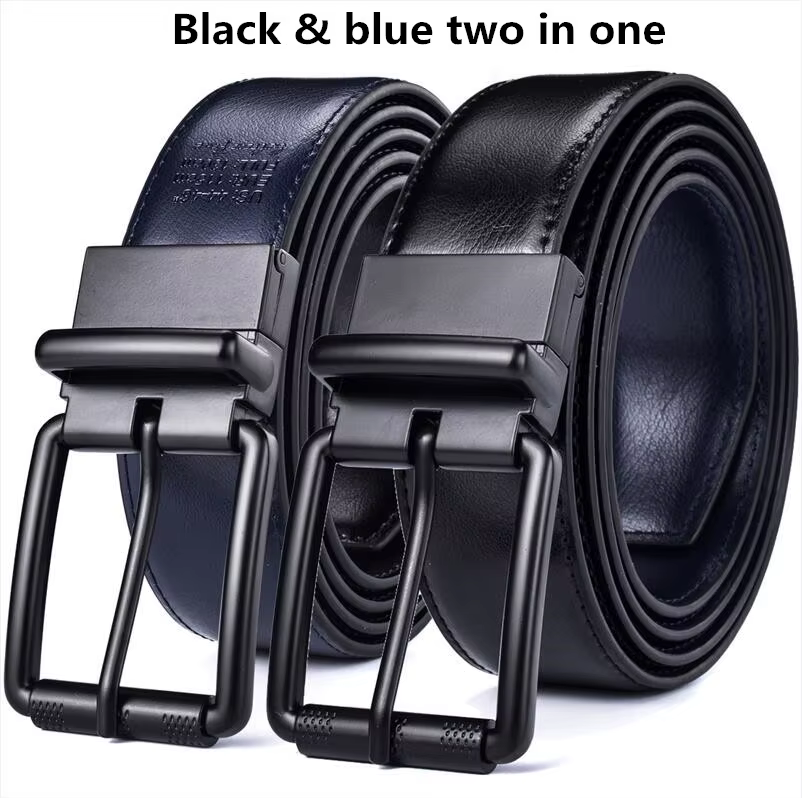 Boucle à rouleau de ceinture réversible en cuir pour hommes, 34mm de large, 1 marche arrière pour 2