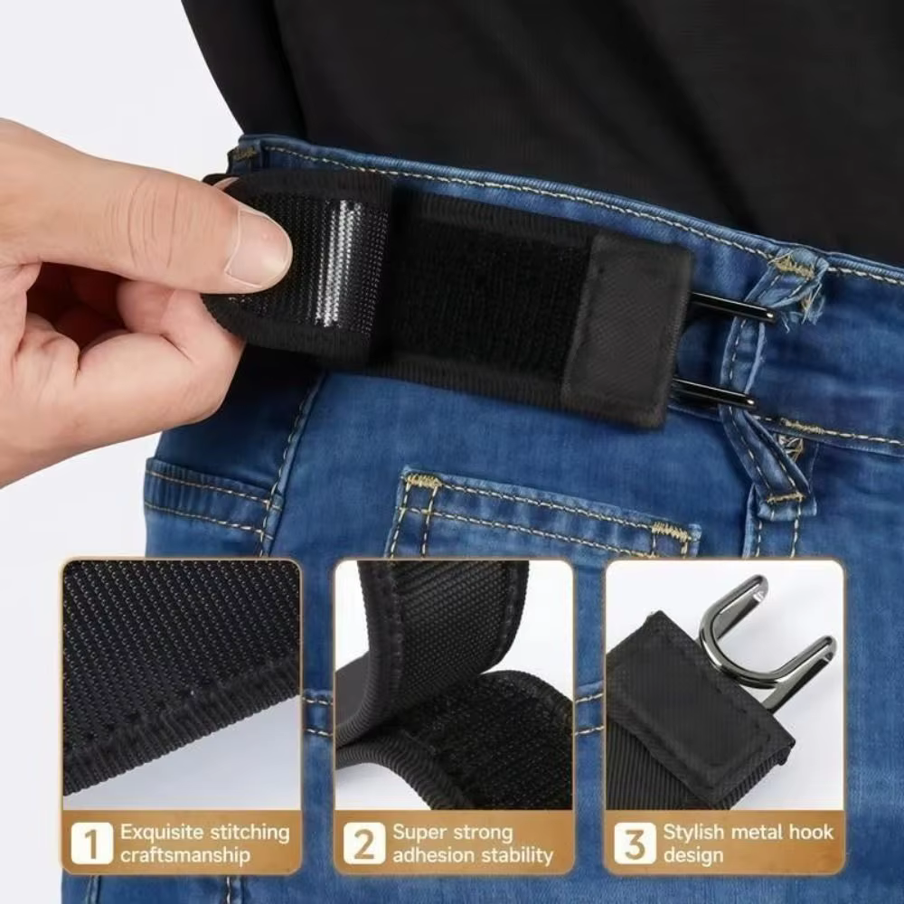 Ceinture élastique réglable en métal avec boucle invisible pour hommes et femmes, ceinture sans bouc