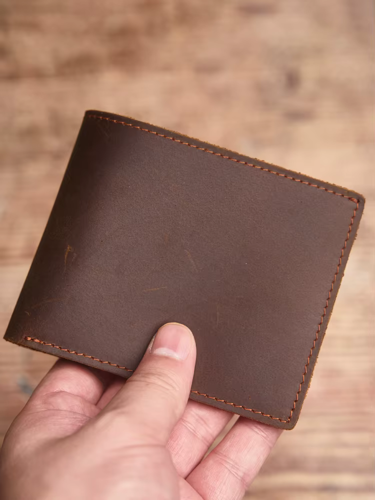 NUPUGOO Portefeuille en cuir pleine fleur authentique, portefeuille vintage pour homme, porte-cartes
