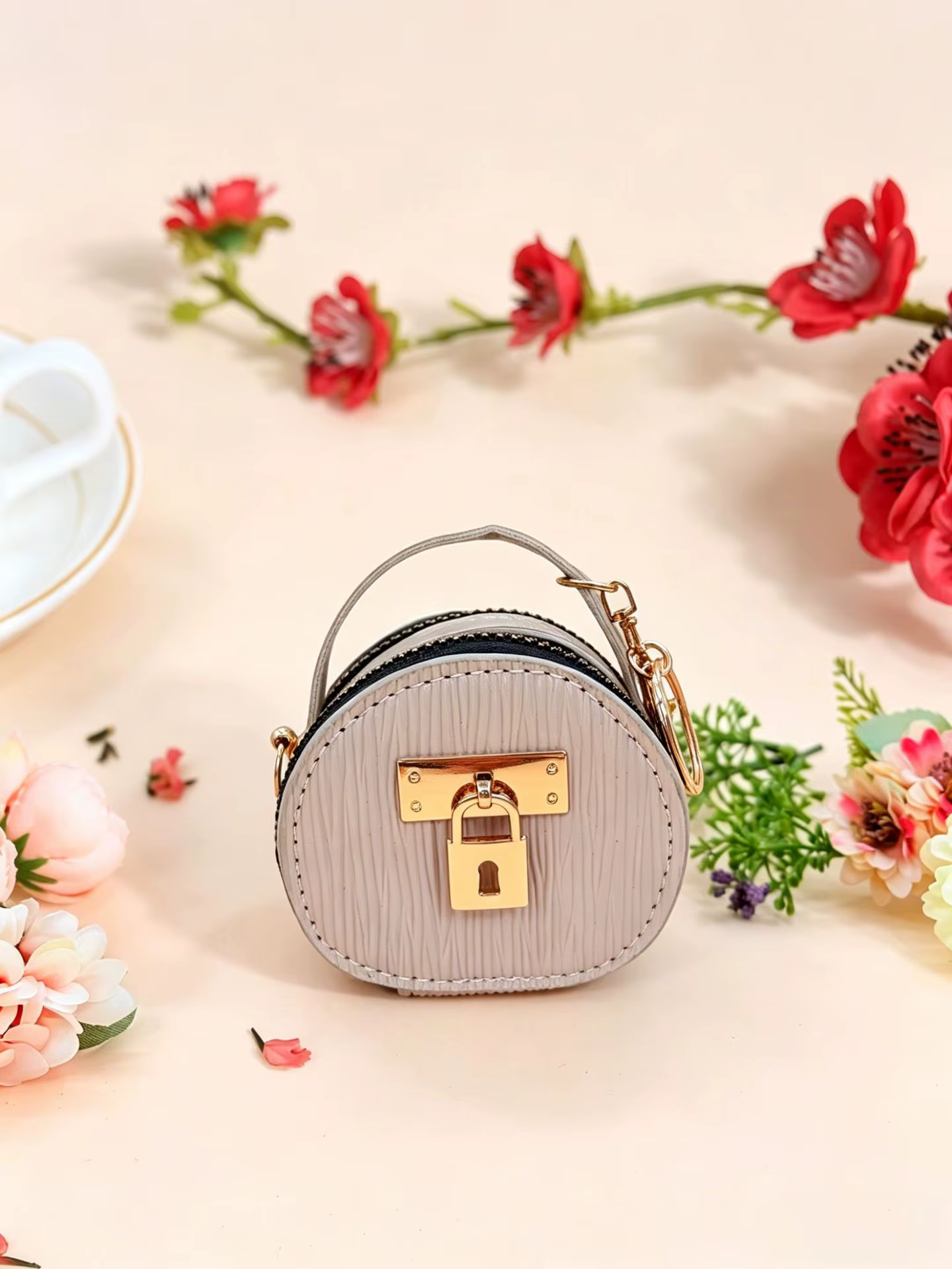 Mini sac de rangement en cuir de luxe avec porte-clés, pochette pour écouteurs, mini sac à main, por