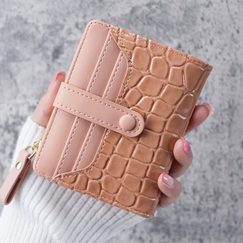 Mini portefeuille pochette imprimé crocodile, porte-carte de crédit court, porte-cartes et porte-mon