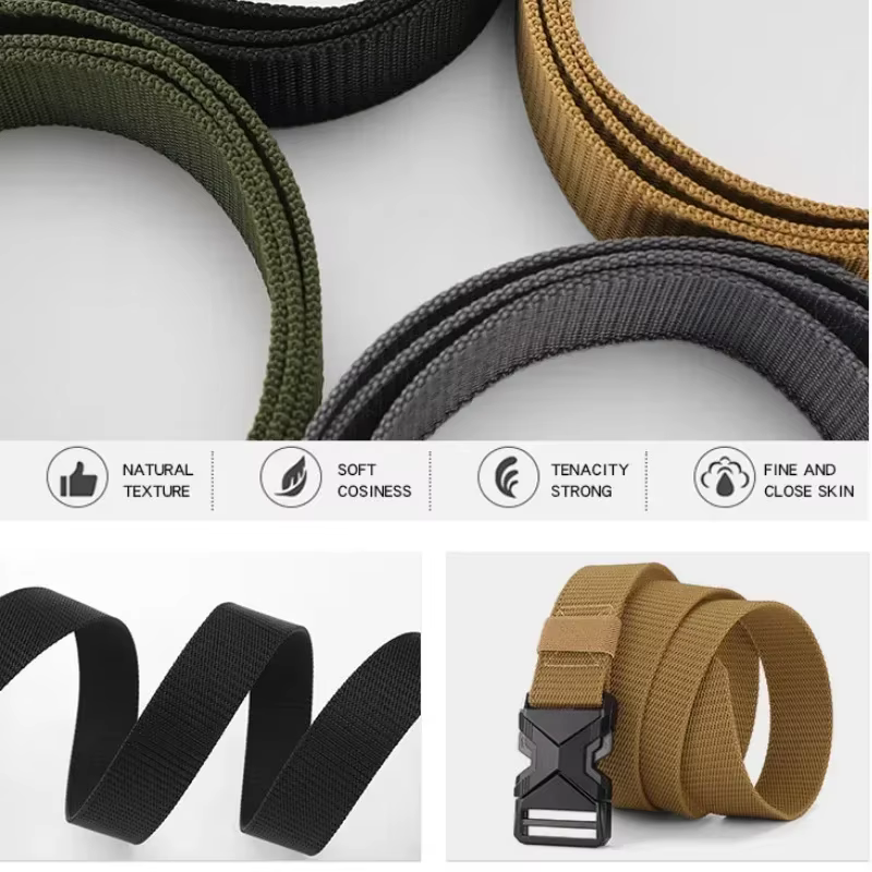 Ceinture à boucle en Nylon tressé pour hommes, légère et respirante, 125cm, pour les déplacements qu