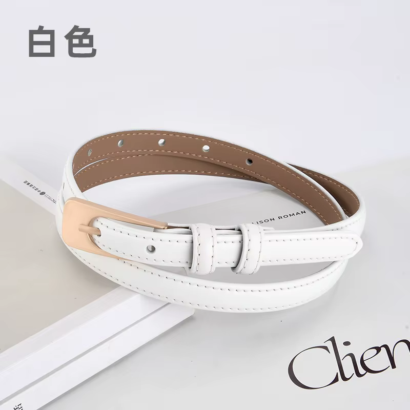 Ceintures en cuir à deux couches pour femmes avec boucle à ardillon, ceintures fines tendance pour r