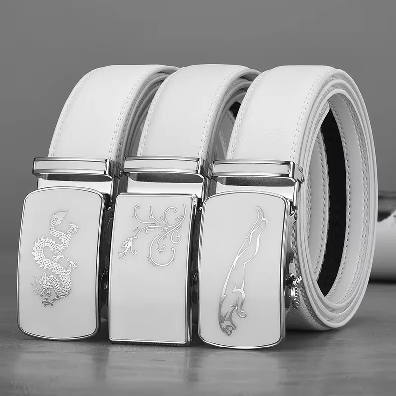 Ceinture en cuir de vachette automatique pour homme, ceinture double face, cuir véritable, chic, déc