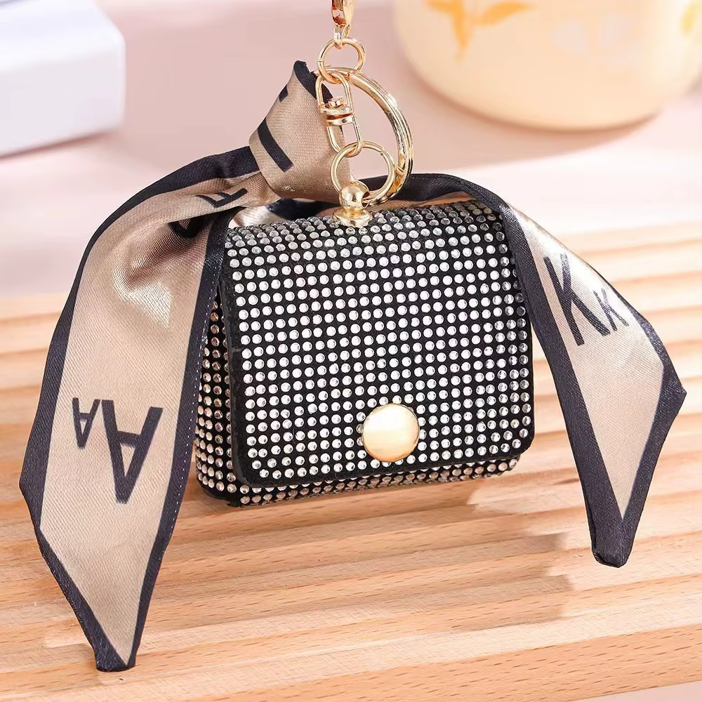 Mini porte-monnaie en diamant brillant avec rabat, clé JOLipstick, sac de rangement portable, trouss