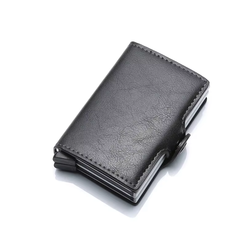 Anti Rfid fibre de carbone porte-carte de crédit hommes 14 porte-carte bancaire portefeuille en méta