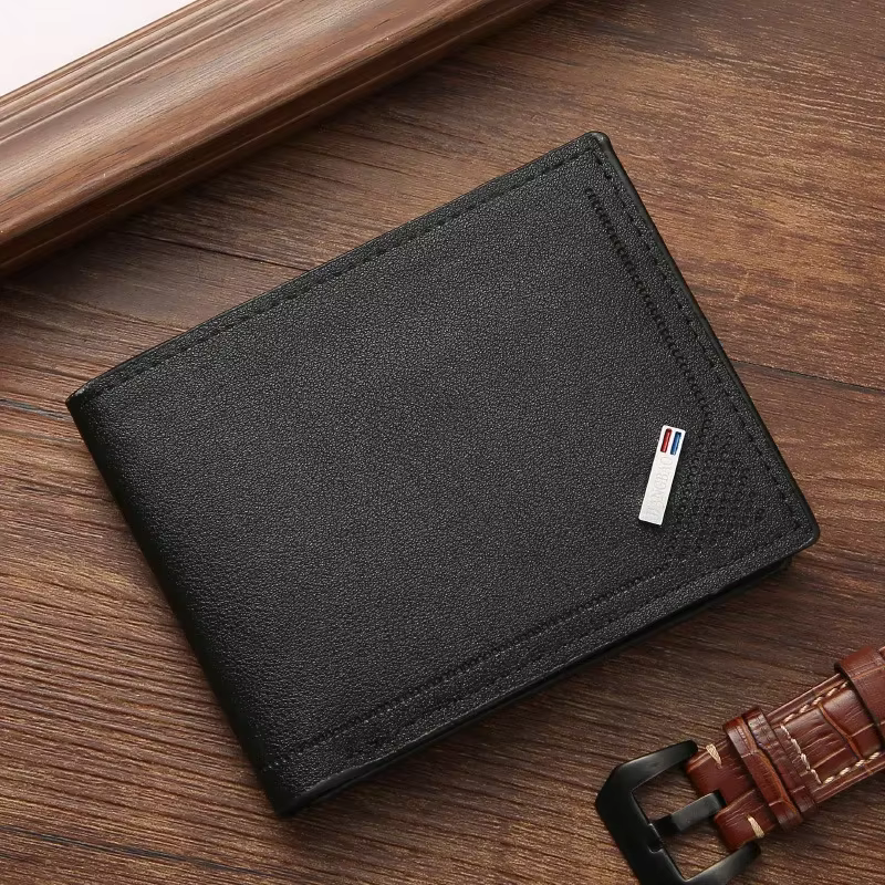 Portefeuille court en cuir conviviale ré pour hommes, petit porte-photo à fentes multiples pour pièc