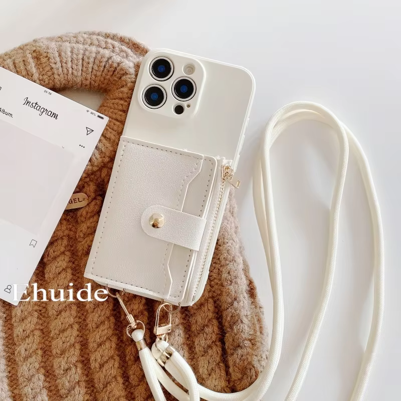 Étui portefeuille avec sangle pour iPhone 17 Pro Max, 17 Air, 17 Pro, 17P, avec fentes pour cartes, 
