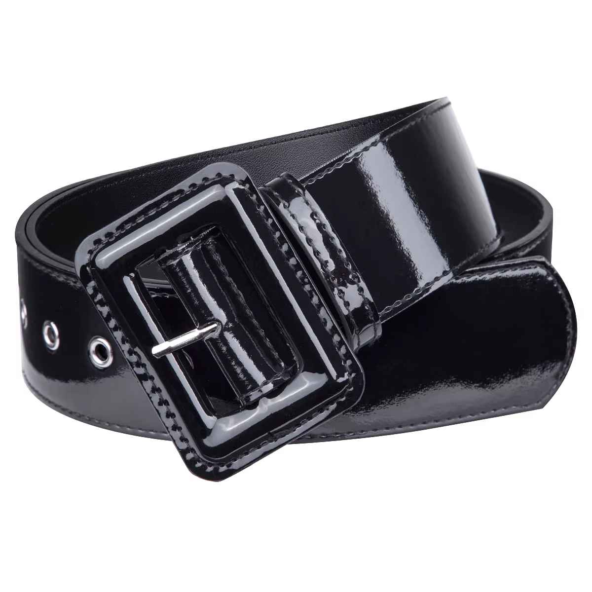 Ceinture large en cuir verni environnemental pour hommes et femmes, ceinture carrée chic, ceinture r
