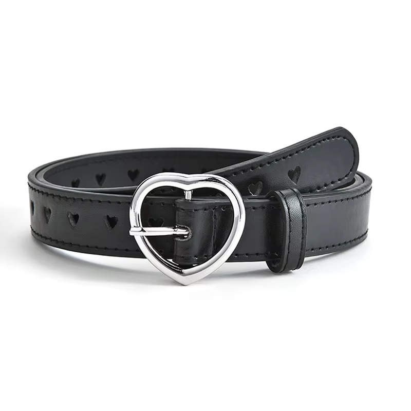 Ceinture squelette pour femme avec boucle cœur, simple, polyvalente, tendance et originale, idéale p