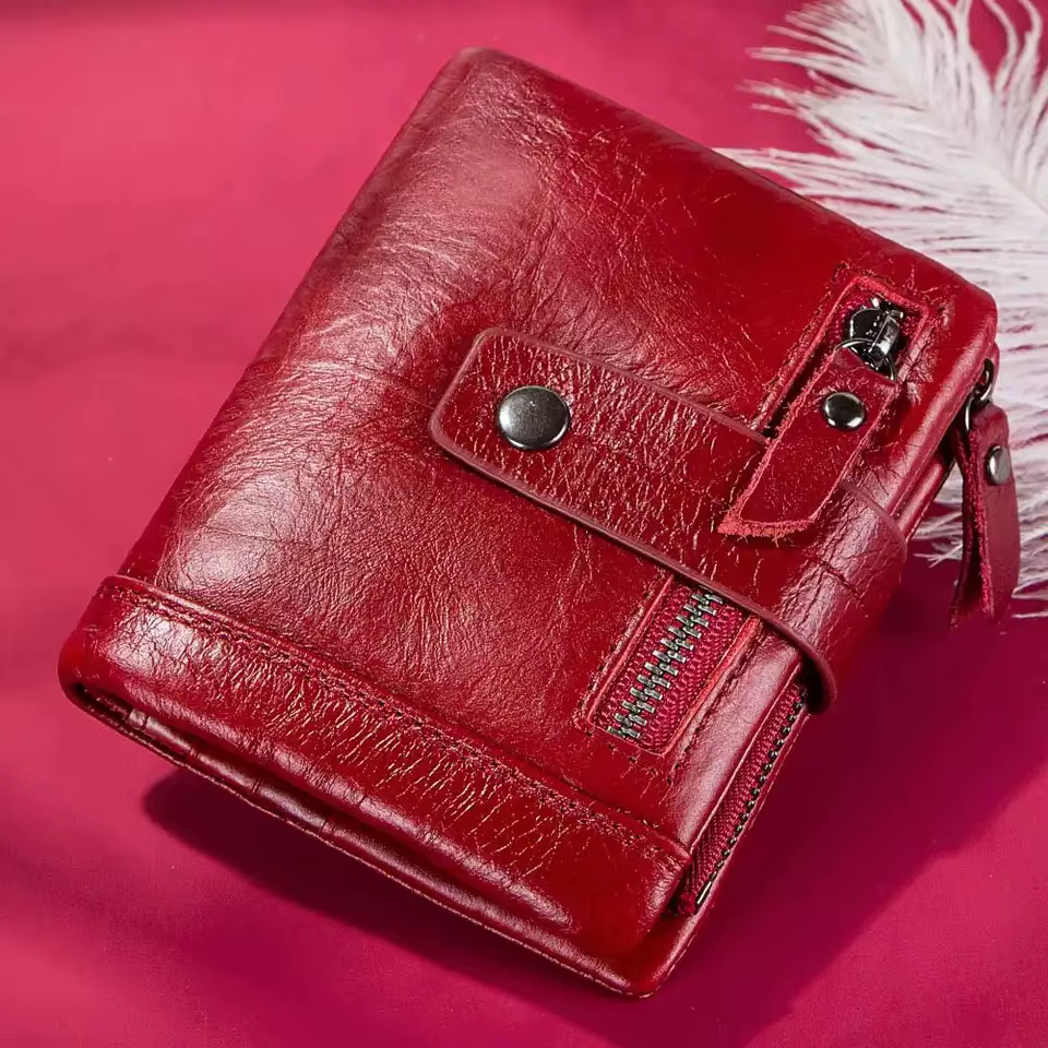 Portefeuille en cuir véritable pour femmes, pour pièces de monnaie et cartes, petite pochette de bon