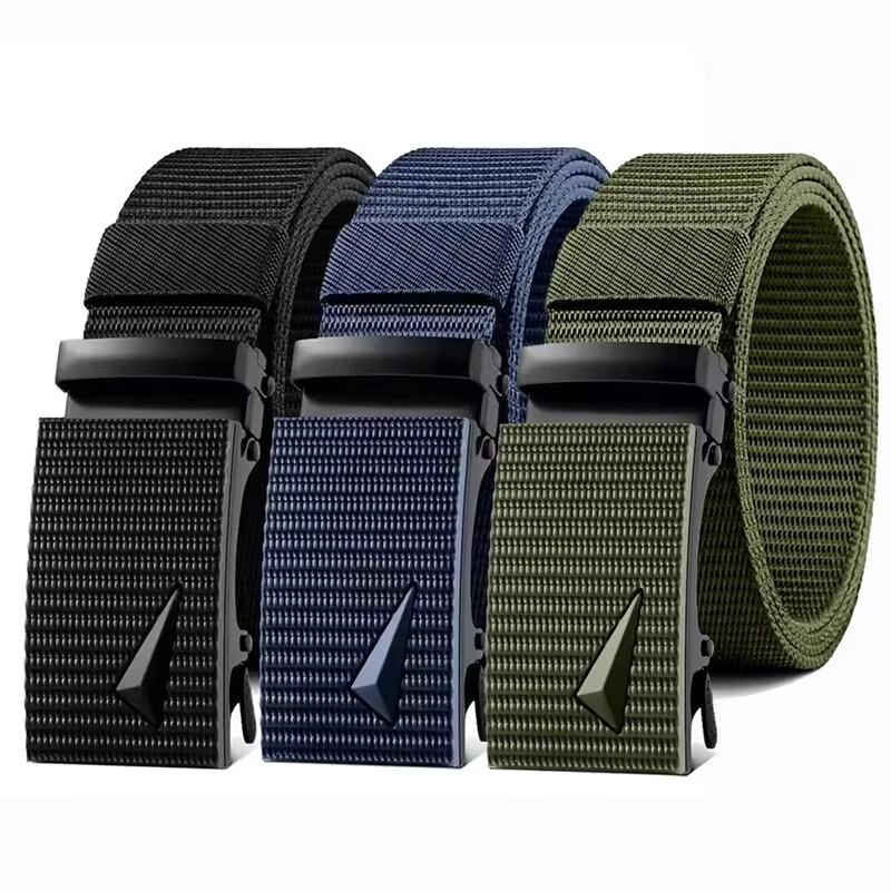 Ceinture de sport en toile automatique pour hommes, sangle en nylon, sangle en métal, travail en ple