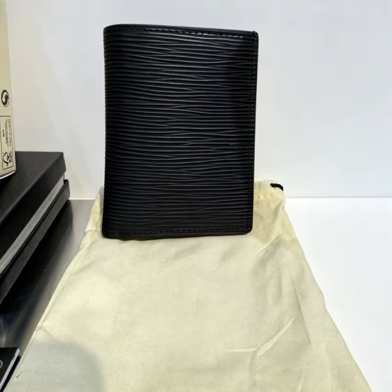 Portefeuille de luxe pour homme en cuir texturé, porte-cartes de marque, design fin et minimaliste, 