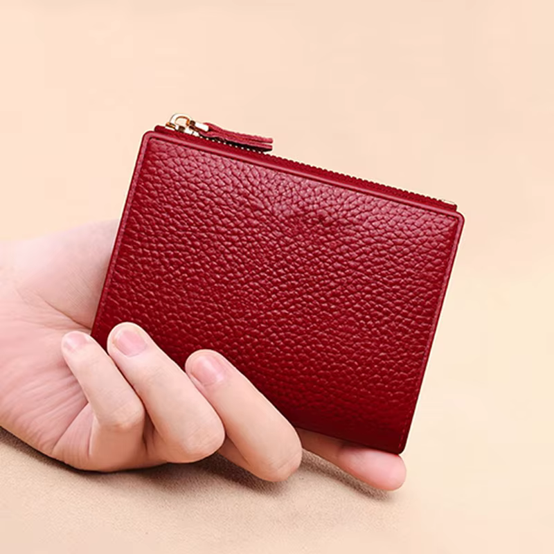 Portefeuille court multi-cartes en cuir PU grainé avec fermeture éclair WERLLANDS