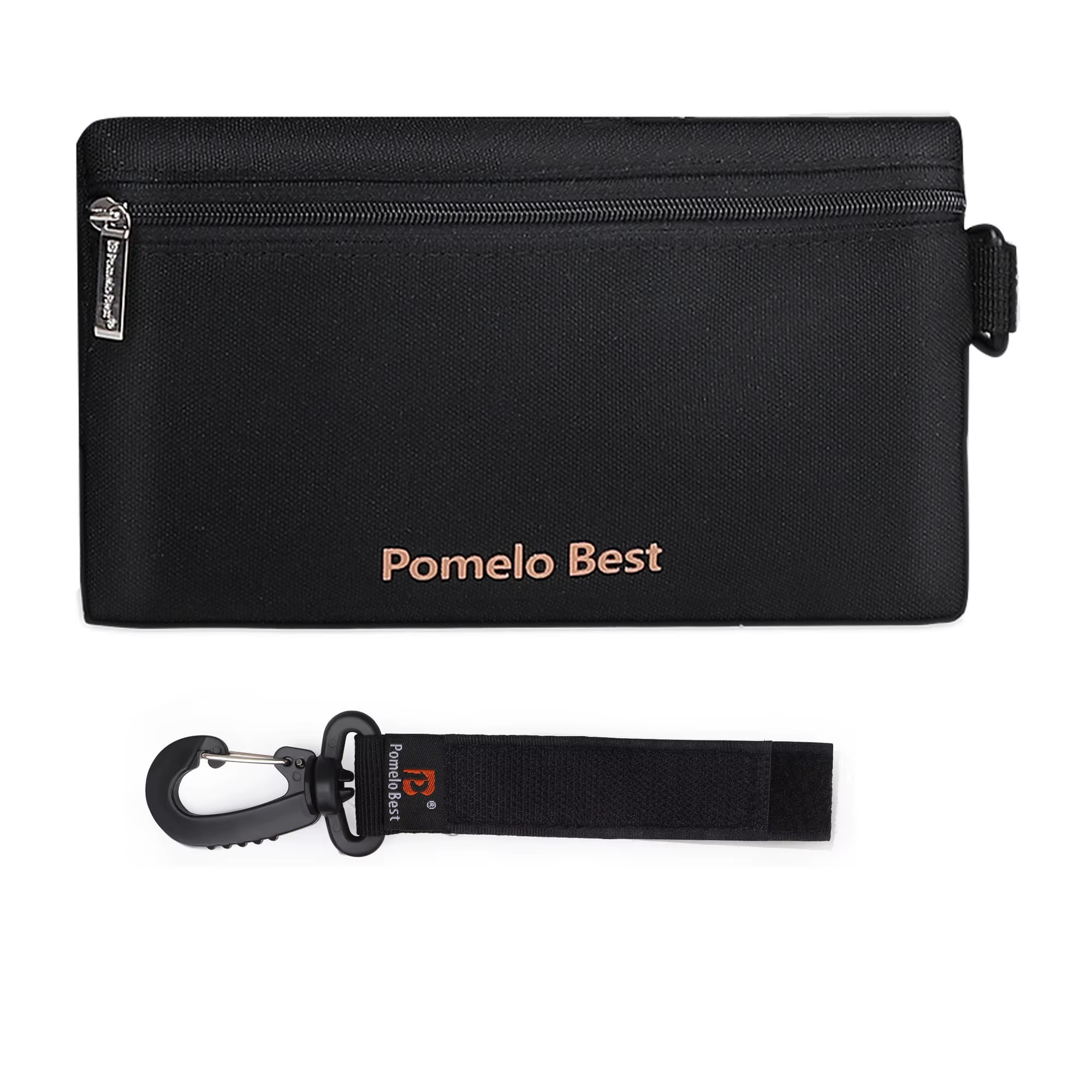 Portefeuille à fermeture éclair en tissu Oxford Pomelo Best avec crochet, pochette multifonctionnell