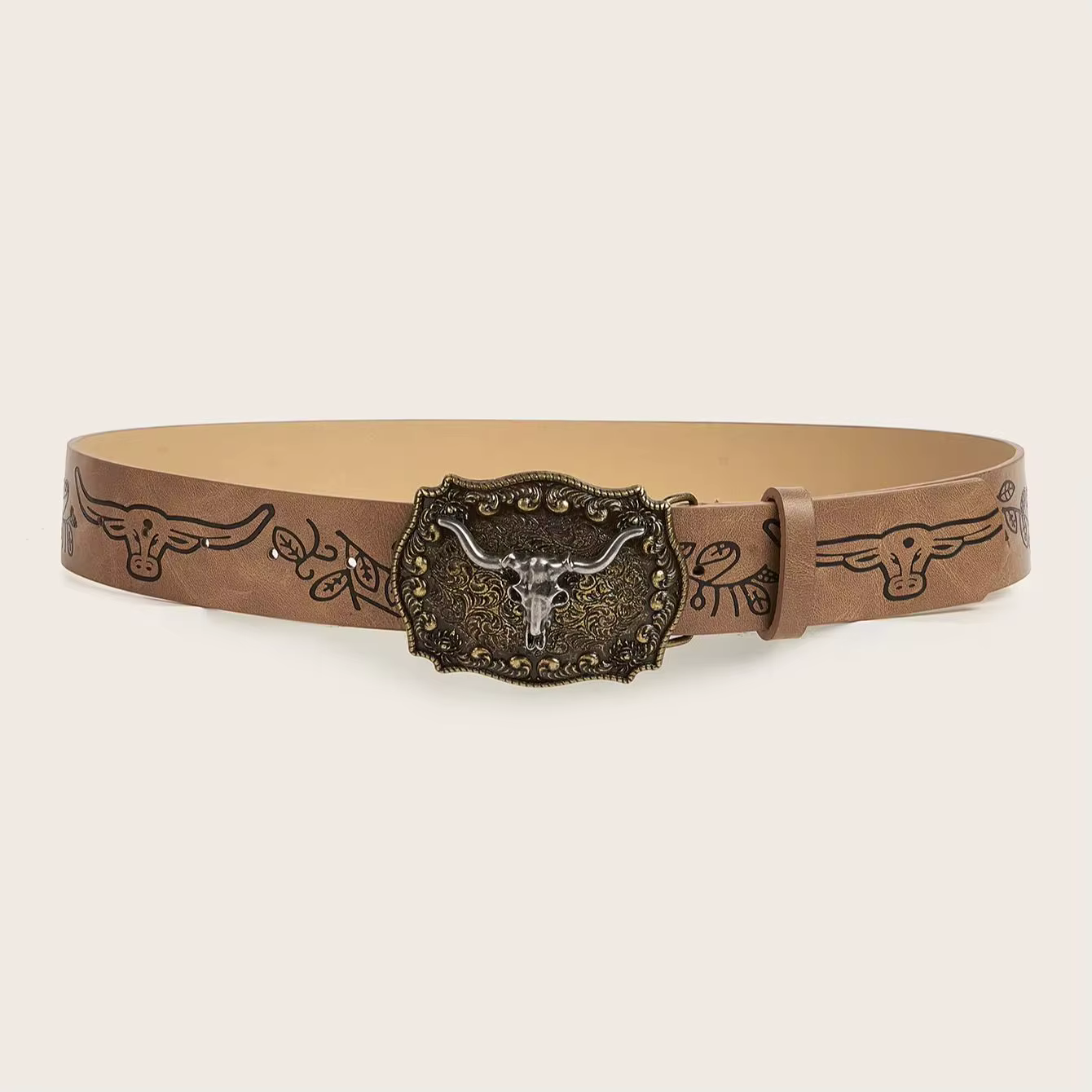 Ceinture imprimée à boucle de cowboy vent de cowboy occidental vintage