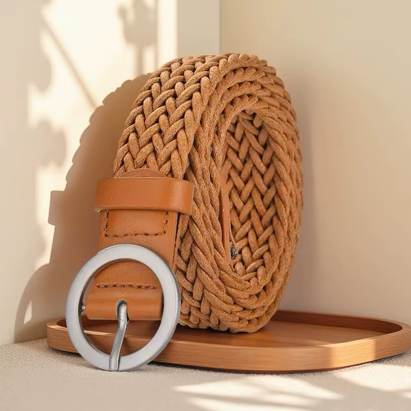 Ceinture coréenne rétro artisanale en cordon ciré pour femme – Ceinture tressée décorative, polyvale
