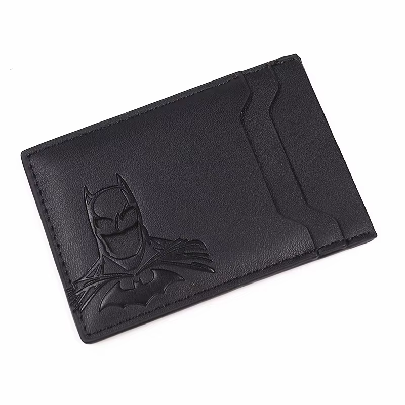 Portefeuille en cuir pour hommes, porte-cartes fin avec découpe en forme de visage de super-héros, m