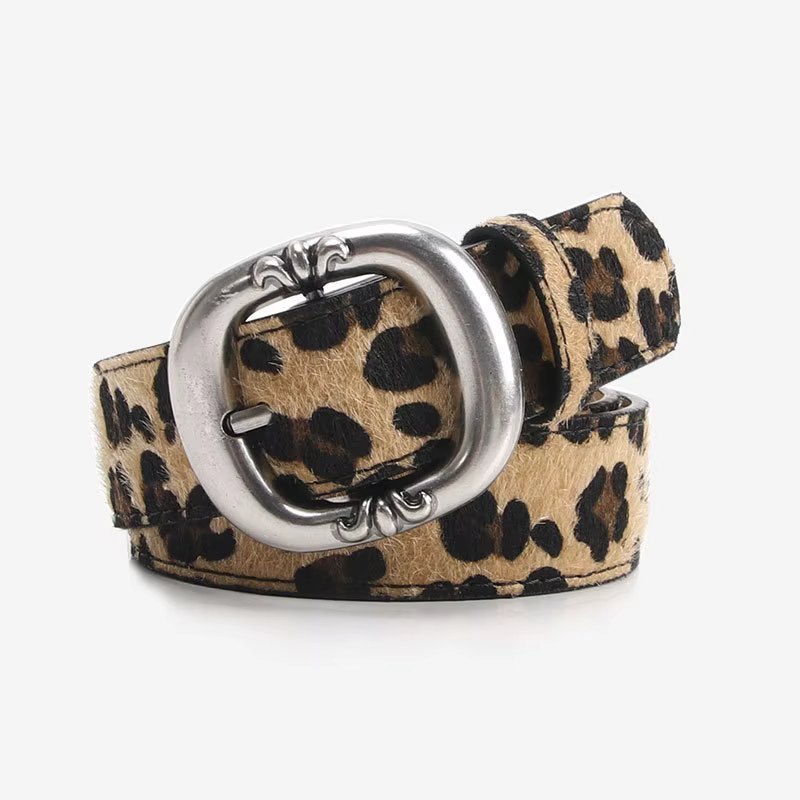 Ceinture imprimée léopard pour femmes, mode décontractée, polyvalente, accessoires pour jeans, ceint