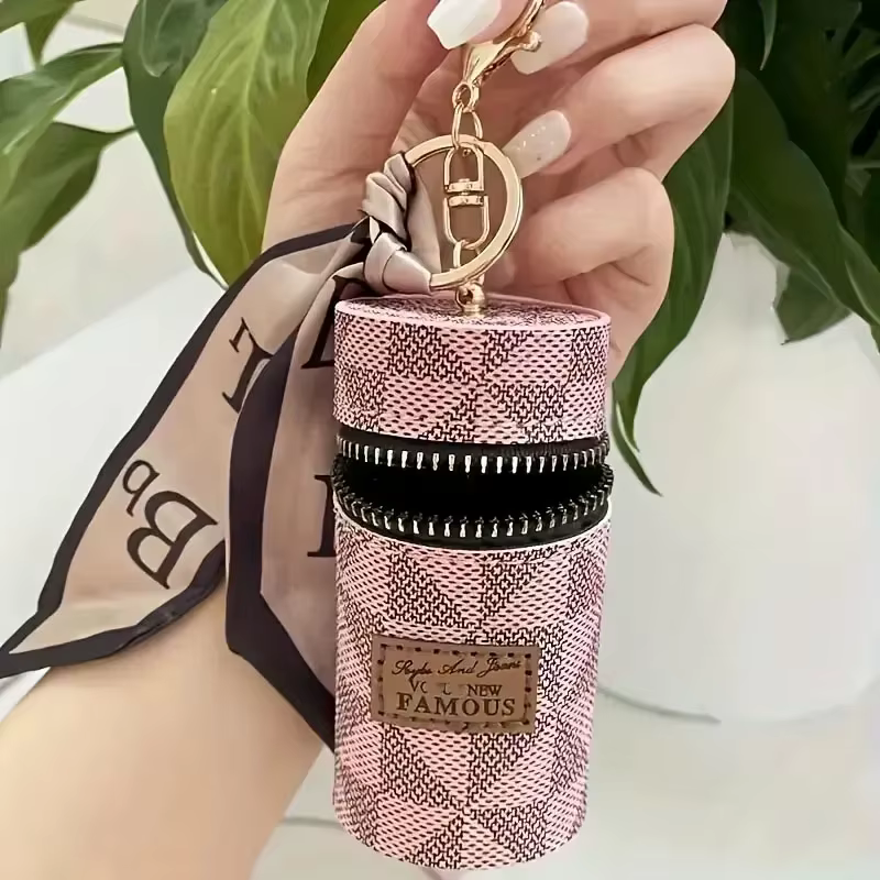 Mini porte-monnaie rétro en cuir fleuri vintage, pochette classique en poudres avec décor d'écharpe,