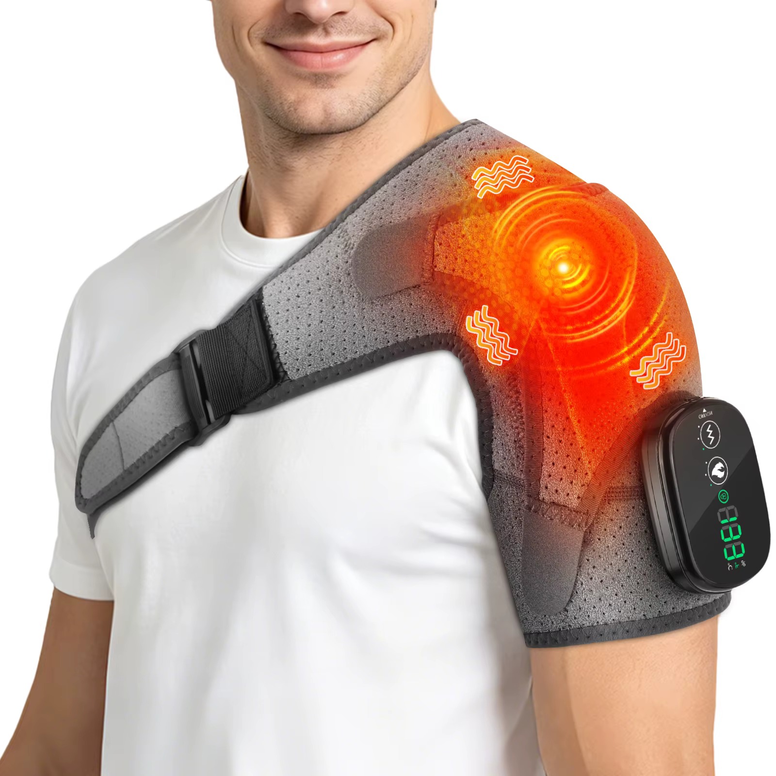 Ceinture de massage chauffante électrique pour épaule et coude, 3 modes de vibration, pour le sport,