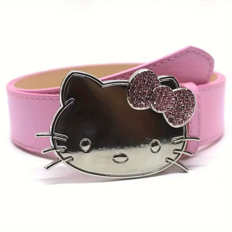 Mininstants Sanurgente-Ceinture en cuir Hello Kitty Y2K pour fille, biscuits rose, noir et blanc, mo