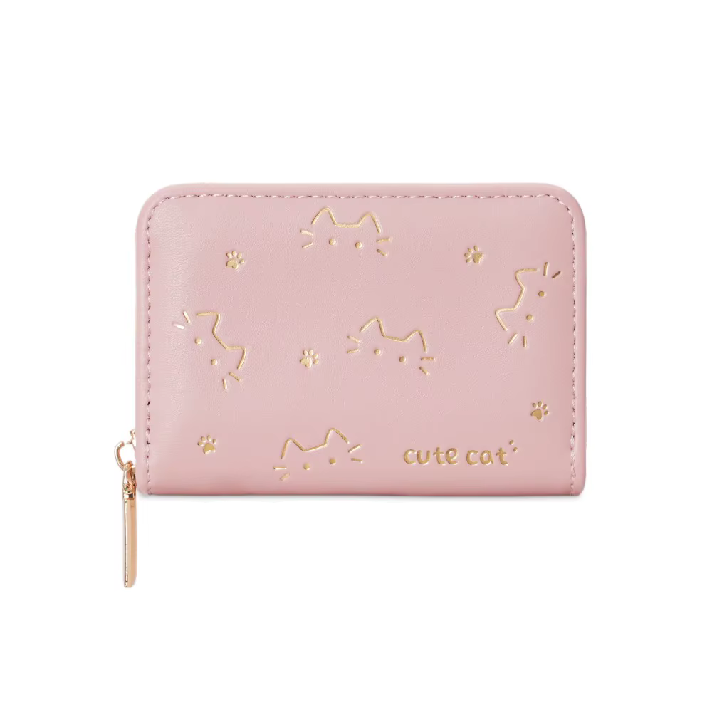 Nouveau portefeuille court en cuir PU motif chat plusieurs fentes pour cartes porte-carte organisate