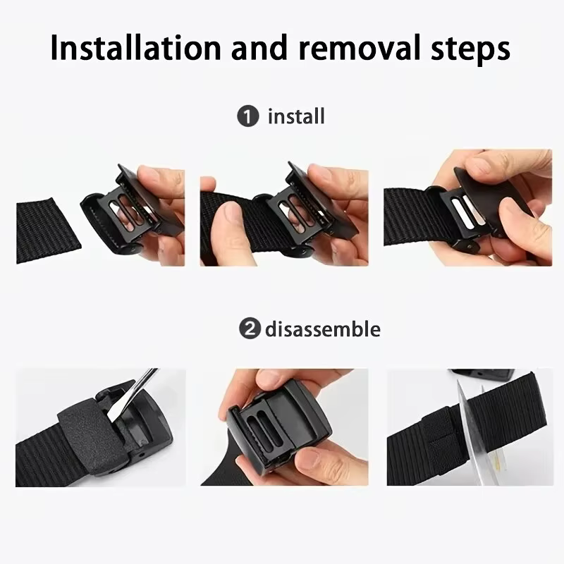 Ceinture en toile décontractée pour hommes et femmes, ceinture d'entraînement en nylon sans métal av