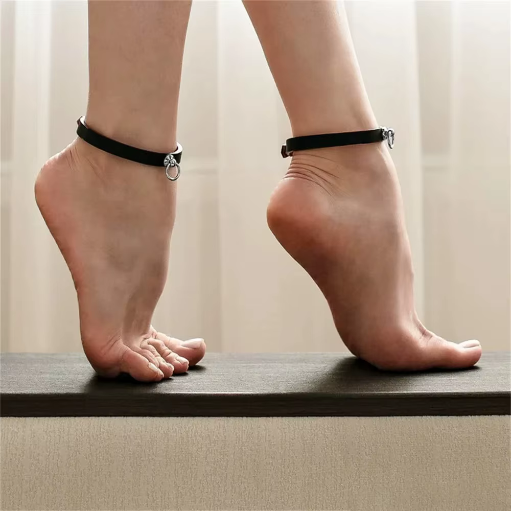 2 pièces, ceinture de cheville gothique, ceinture de sécurité noire pour la cheville, harnais sexy p
