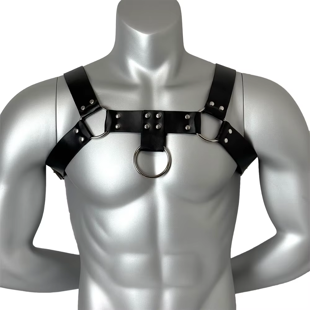Ceinture en cuir PU pour homme, style gothique punk, sangle de poitrine réglable, style streetwear, 