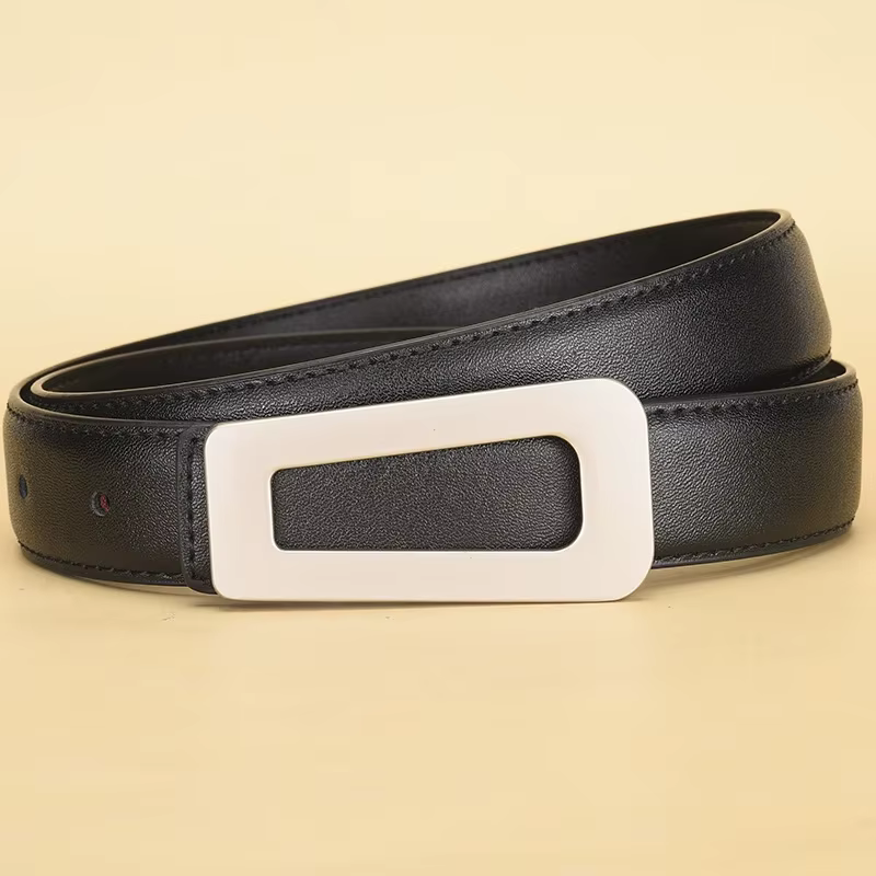 Ceinture en cuir véritable pour femme, style minimaliste, avec boucle en alliage décorée, ceinture d